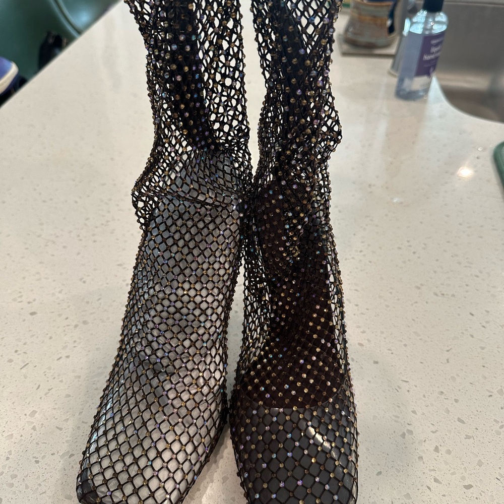 Aldo Black Mesh Heeled Boots
